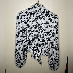 Nasty Gal Just Cow We Like It High Neck Tie Blouse